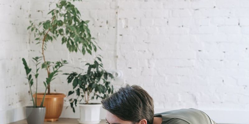 Wide shot of a minimalist space designed for mindful exercise.